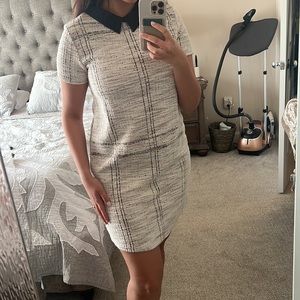 ZARA Mini Beige Dress with Black Collar - Size M